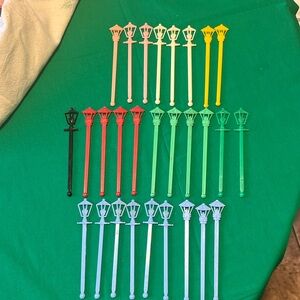 Set of 28 Colorful Vintage Mid Century Lamp Post Drink Stirrers - Set of 30